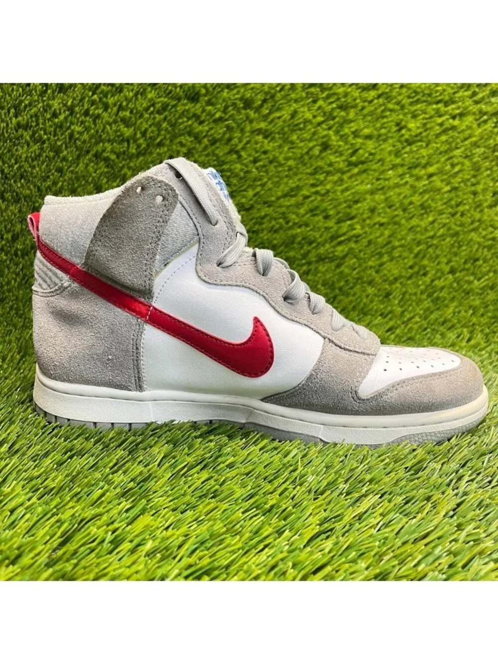 Nike Dunk High Athletic Club Boys Size 6Y Gray White Red Athletic Shoes Sneakers